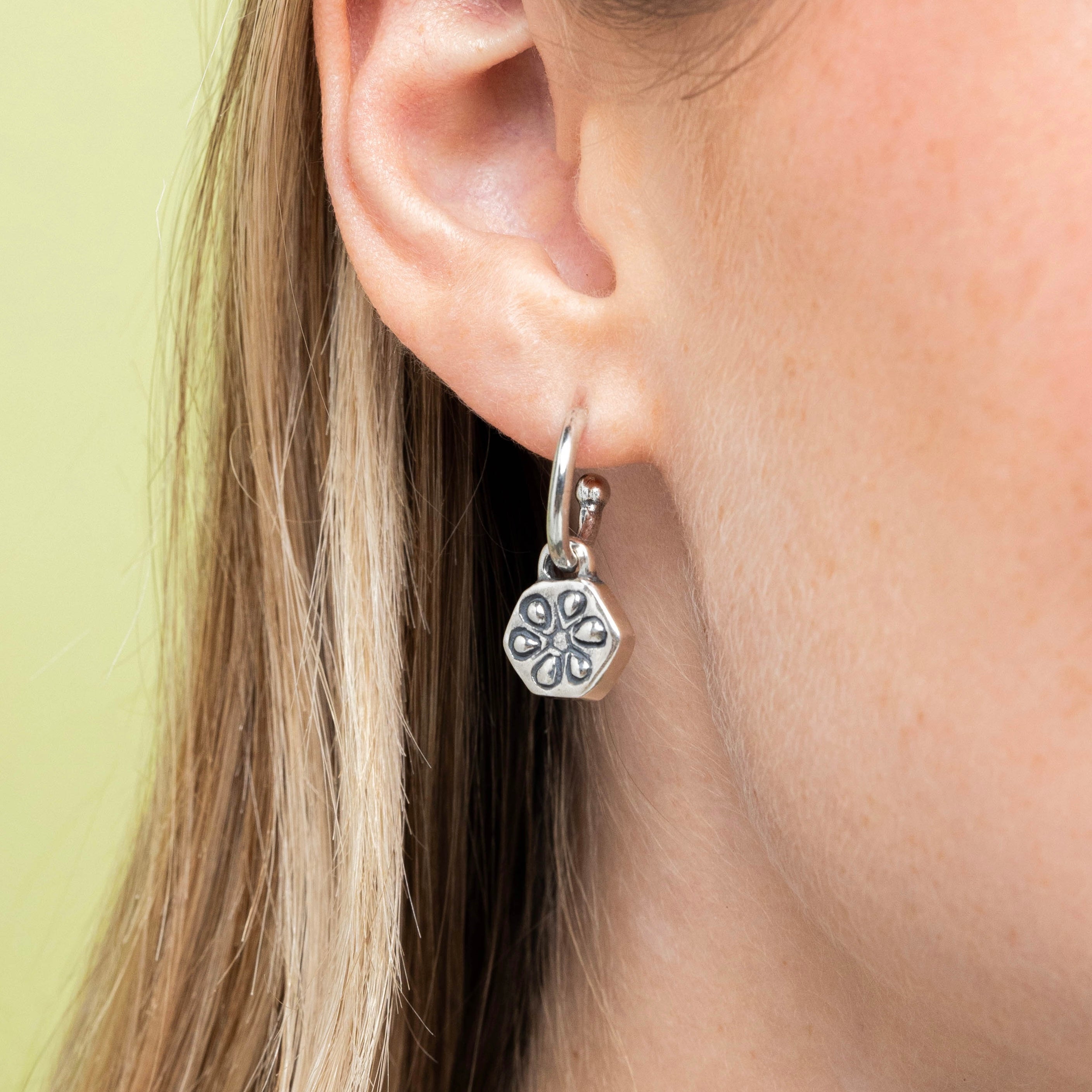 Okra Flower Hoop Earrings