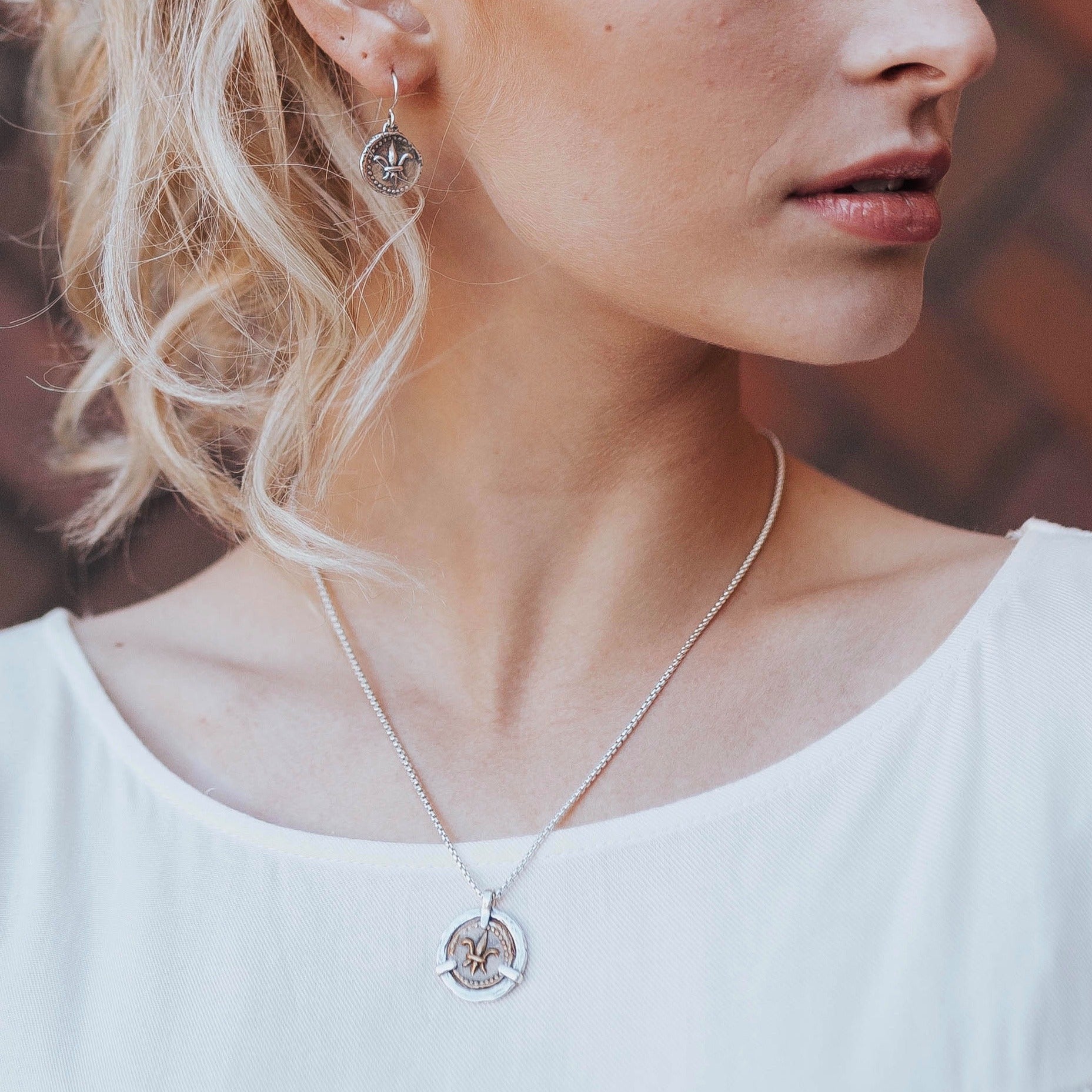 Fleur de Lis Doubloon Earrings