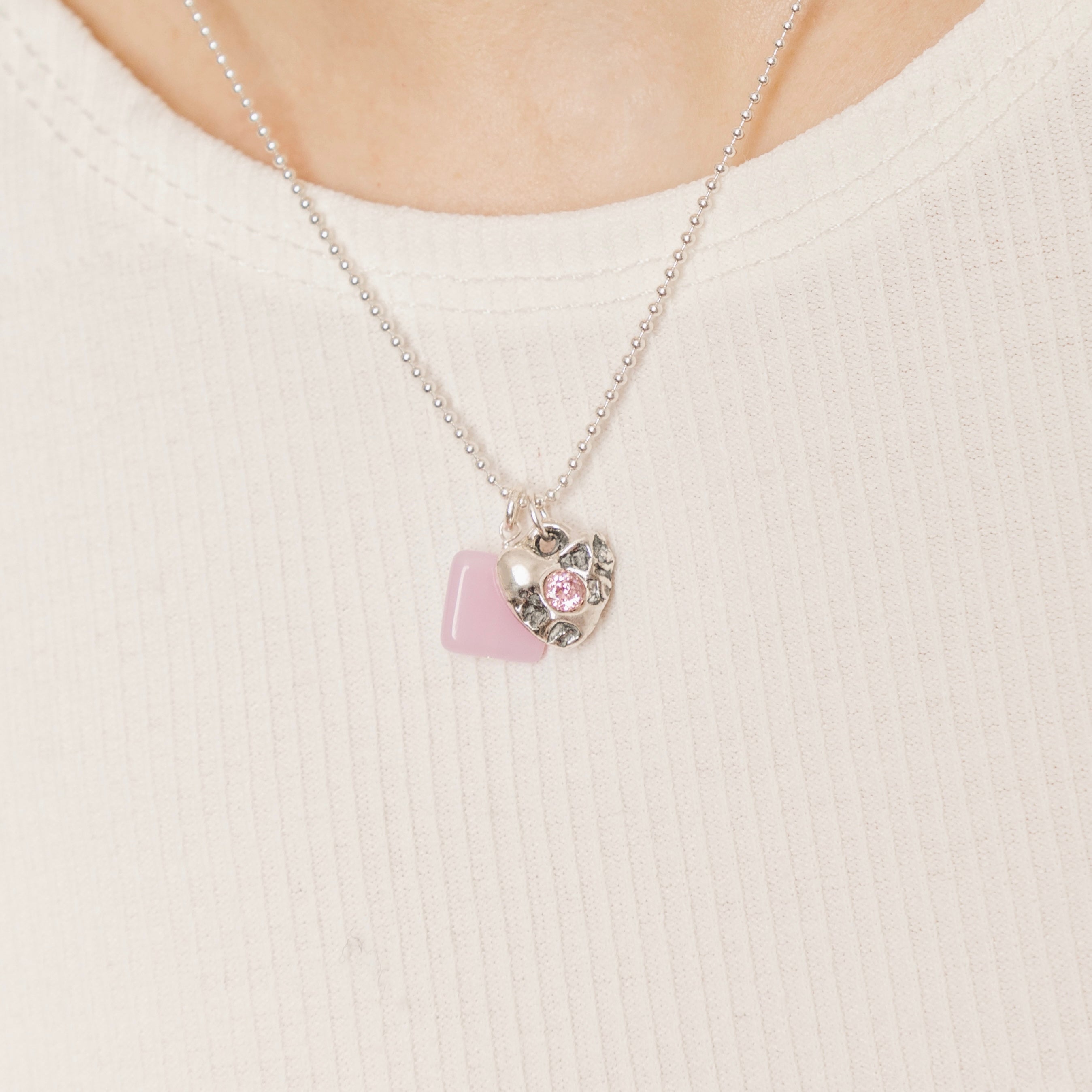 Bubblegum Heart Chiclet Duo Pendant