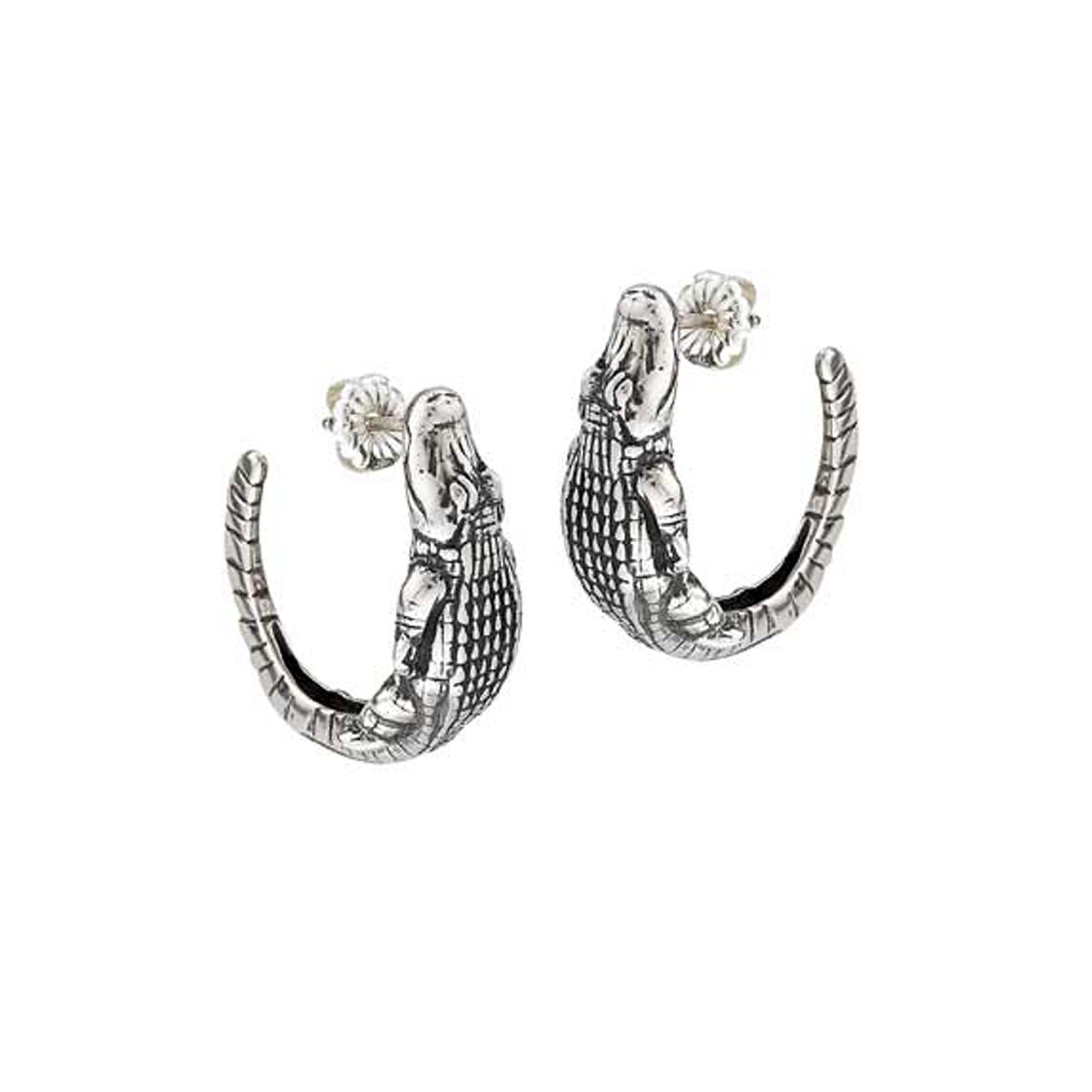 Large Alligator Hoop Earrings – Bold Sterling Silver Hoops | Jose