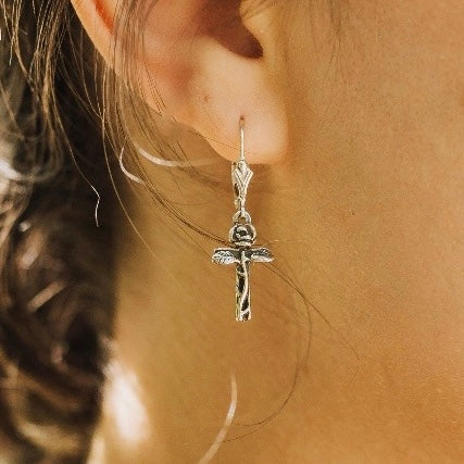 Rose Cross Earrings