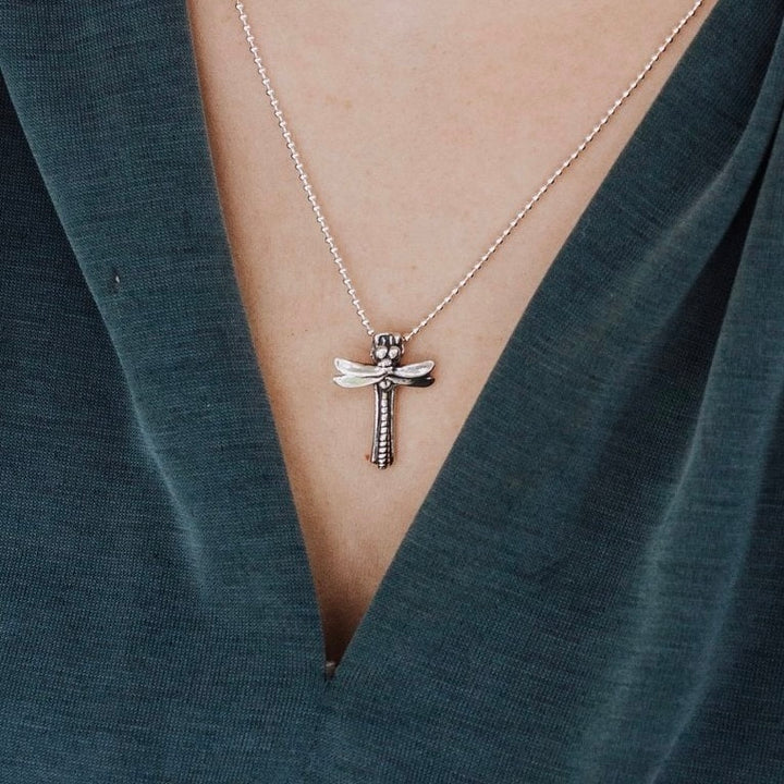 Dragonfly Cross Pendant
