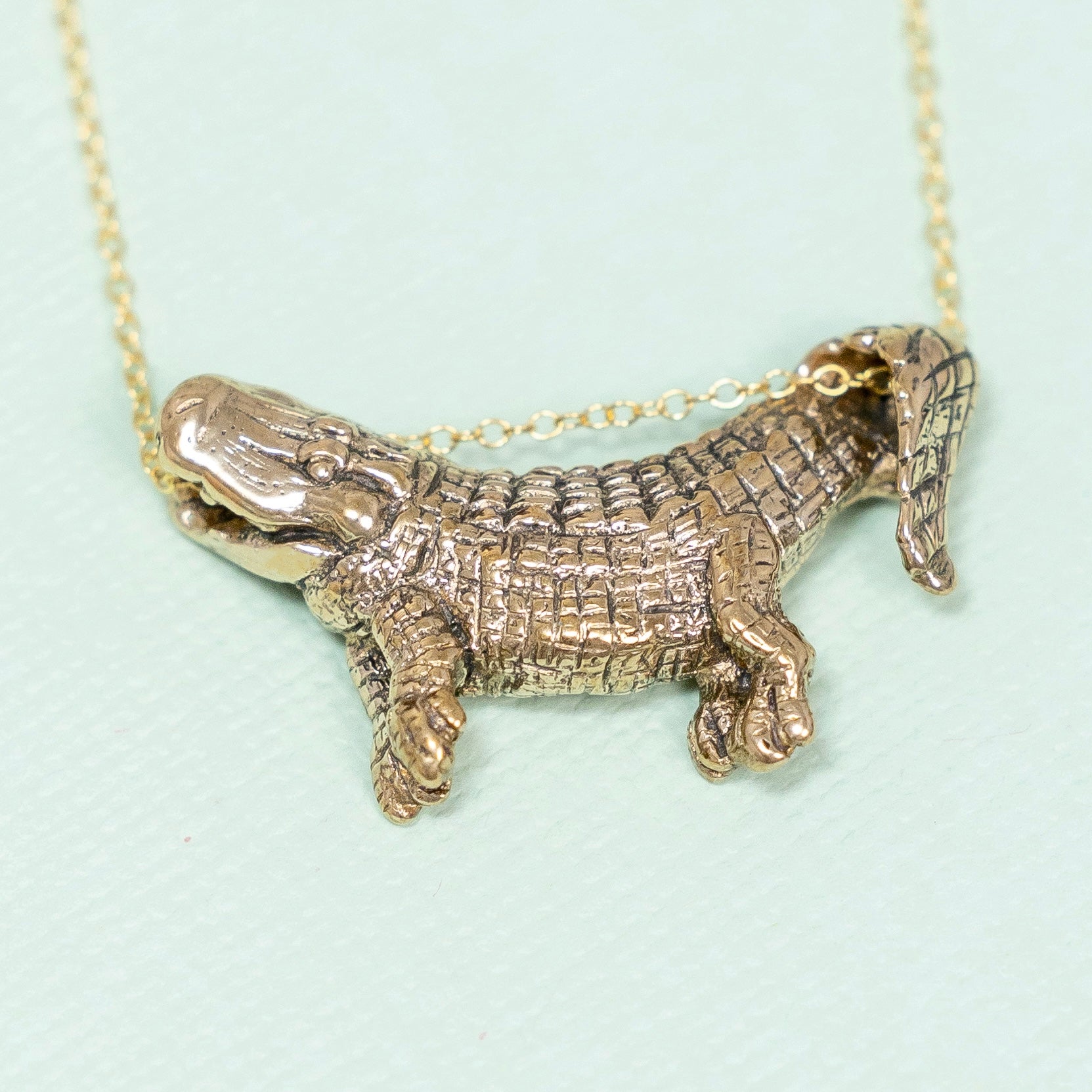 Bronze Dangling Alligator Pendant