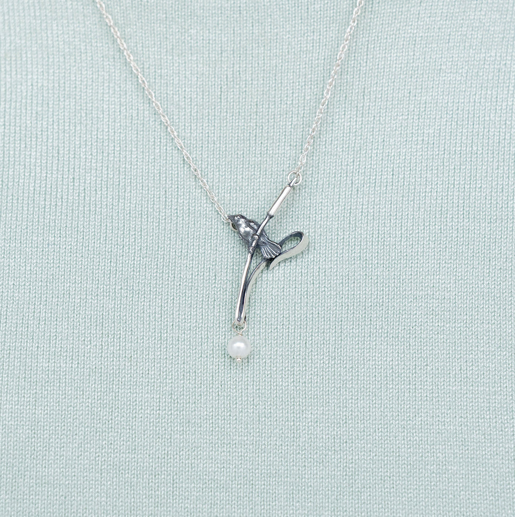 Black Bird Pearl Necklace