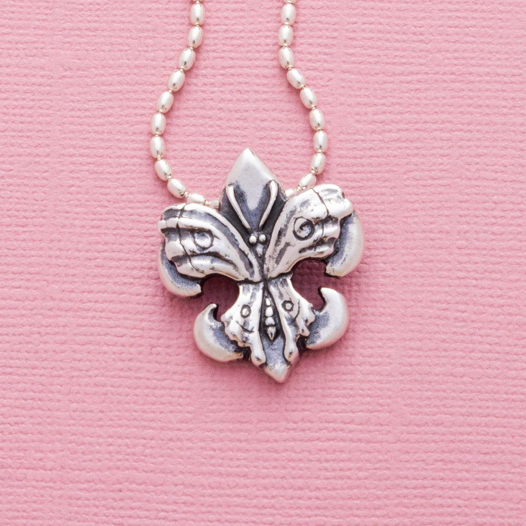 Fleur de Lis Butterfly Large Pendant