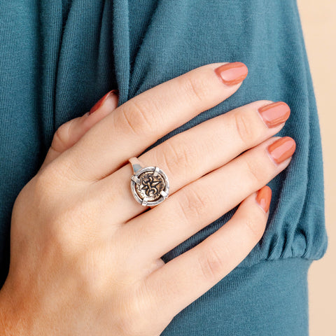 Fleur de Lis Doubloon Bezel Ring