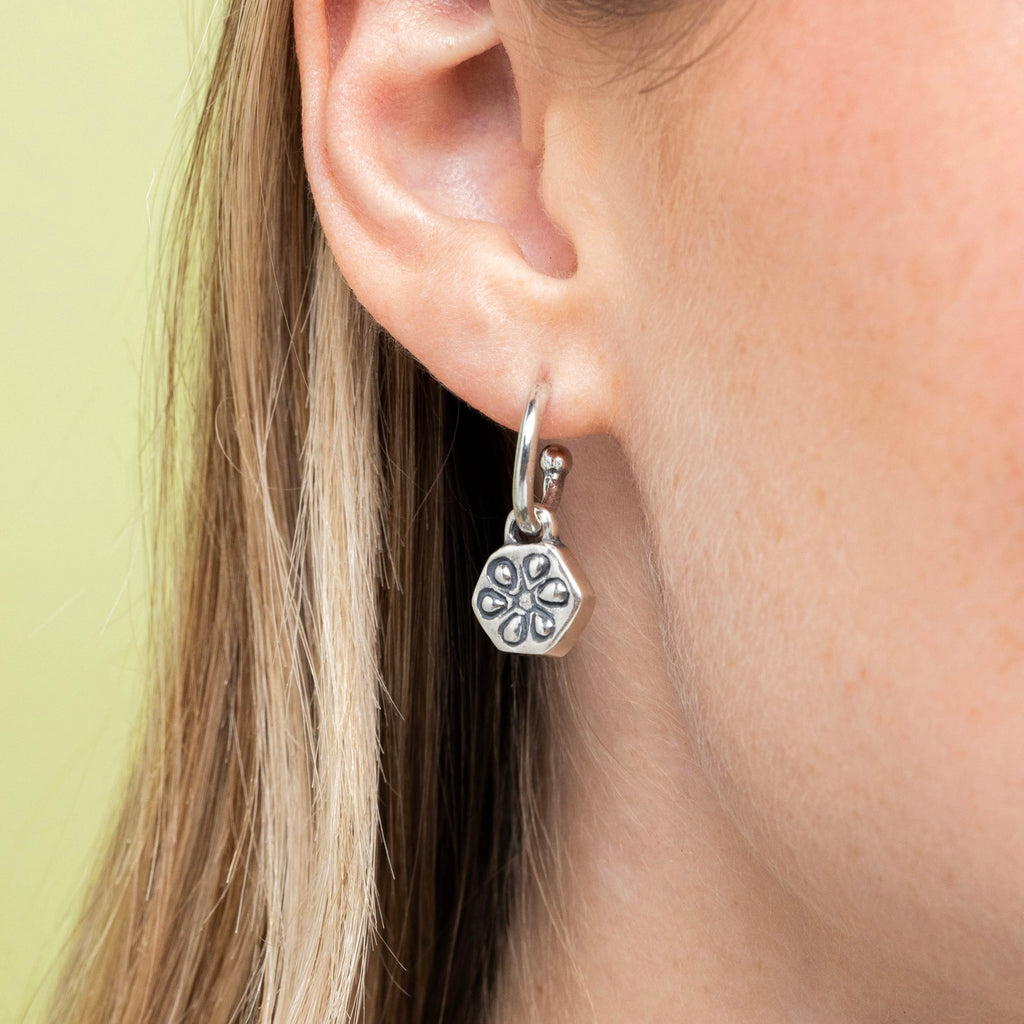 Okra Flower Hoop Earrings
