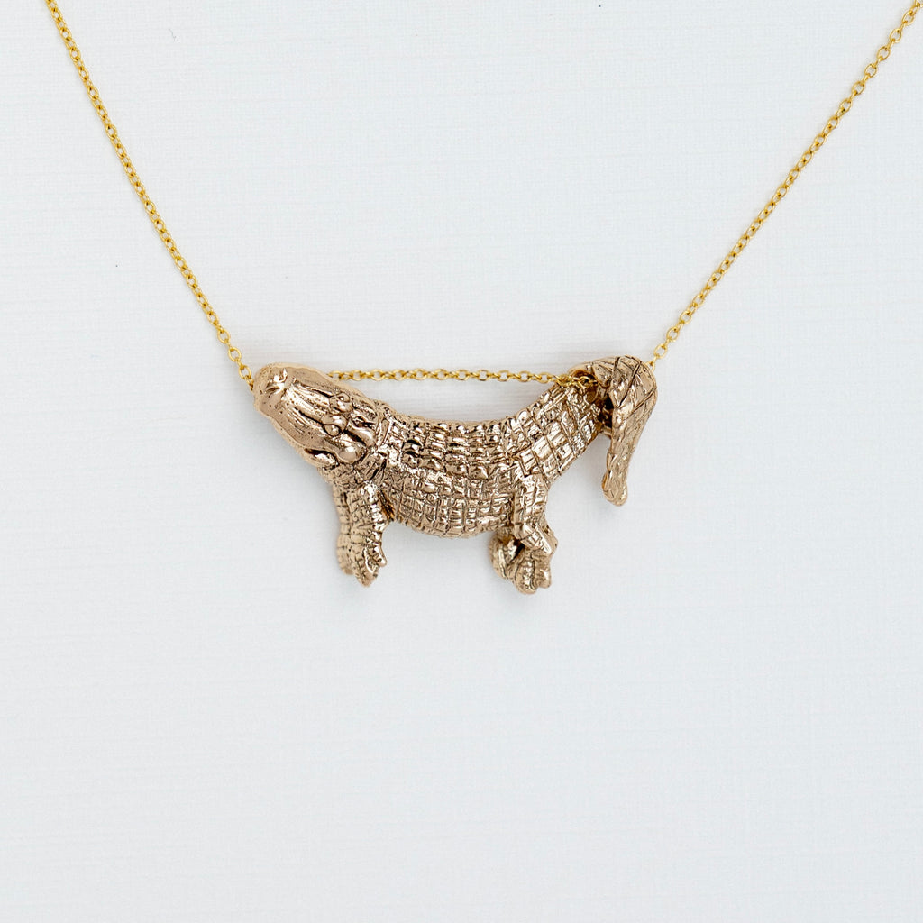 Bronze Dangling Alligator Pendant