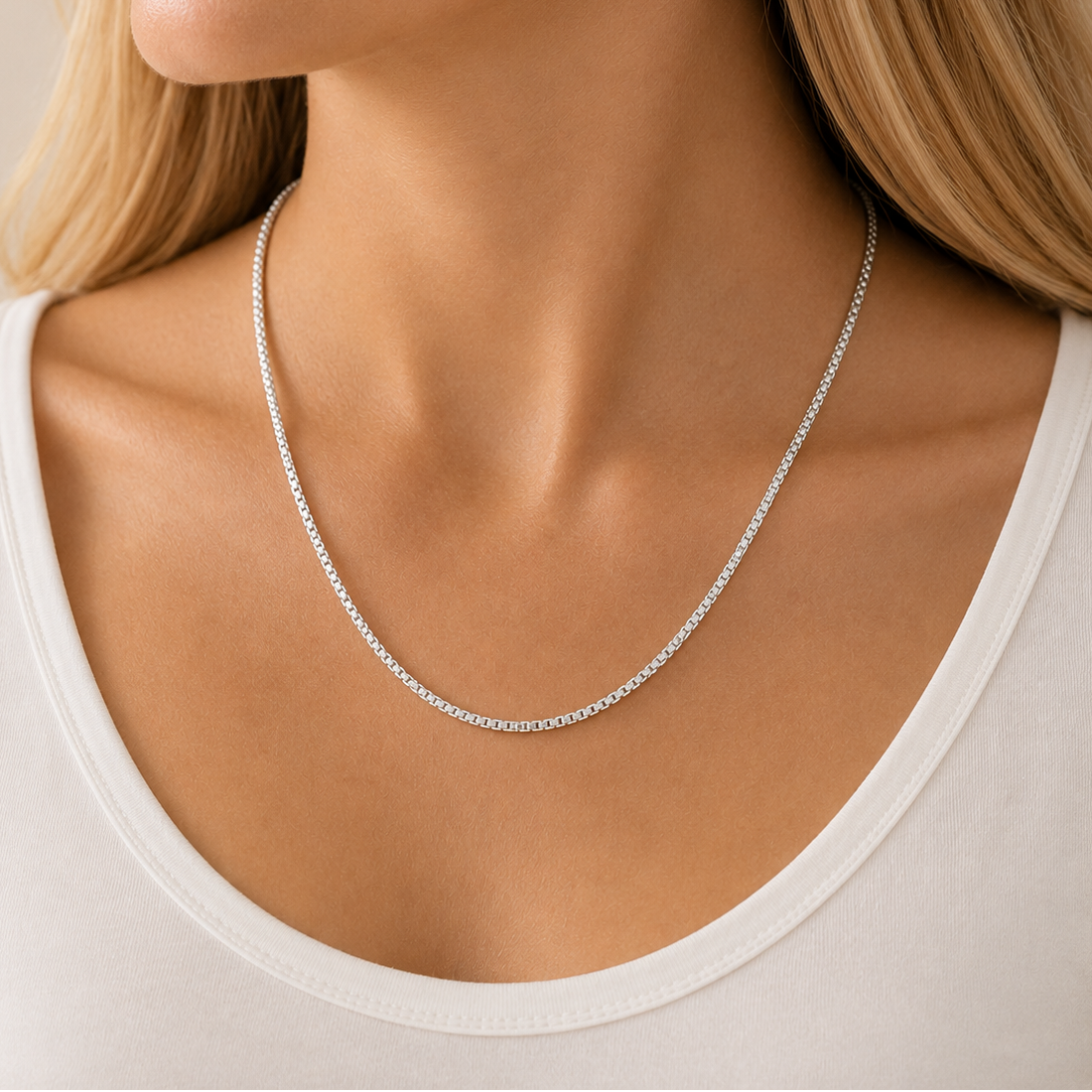 Sterling Silver Rounded Box Chain