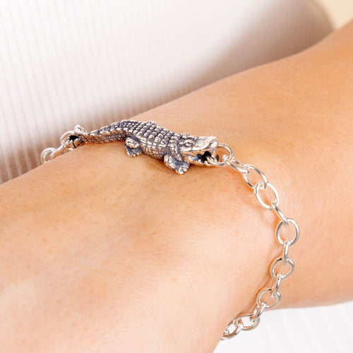 Sterling Silver Alligator Biting Bracelet by Jose Balli New Orleans Jewelry