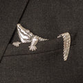 Close up of alligator pocket square showing detailed texture and design