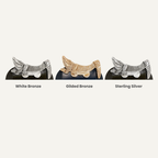 Alligator pocket square in gilded bronze, white bronze, and sterling silver metal options