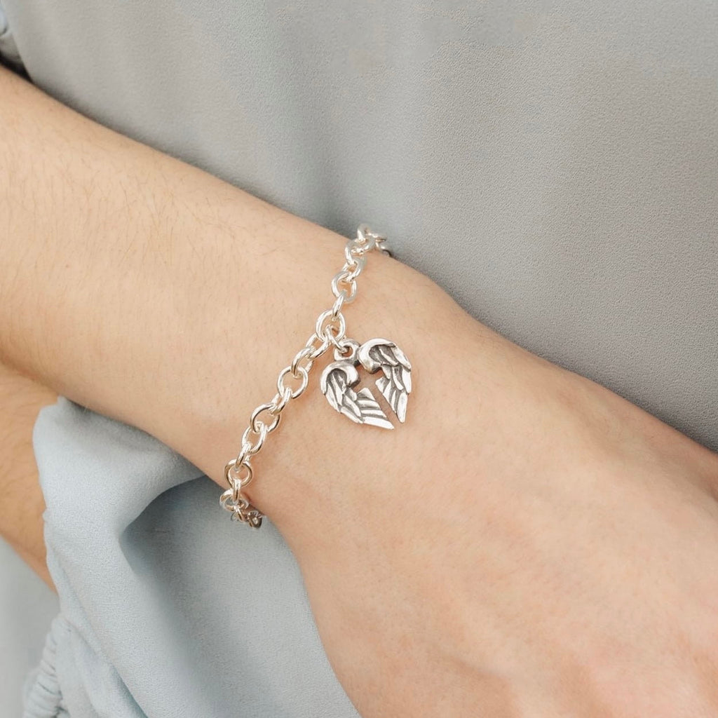 sterling silver angel of hope bracelet with angel wing cross charm