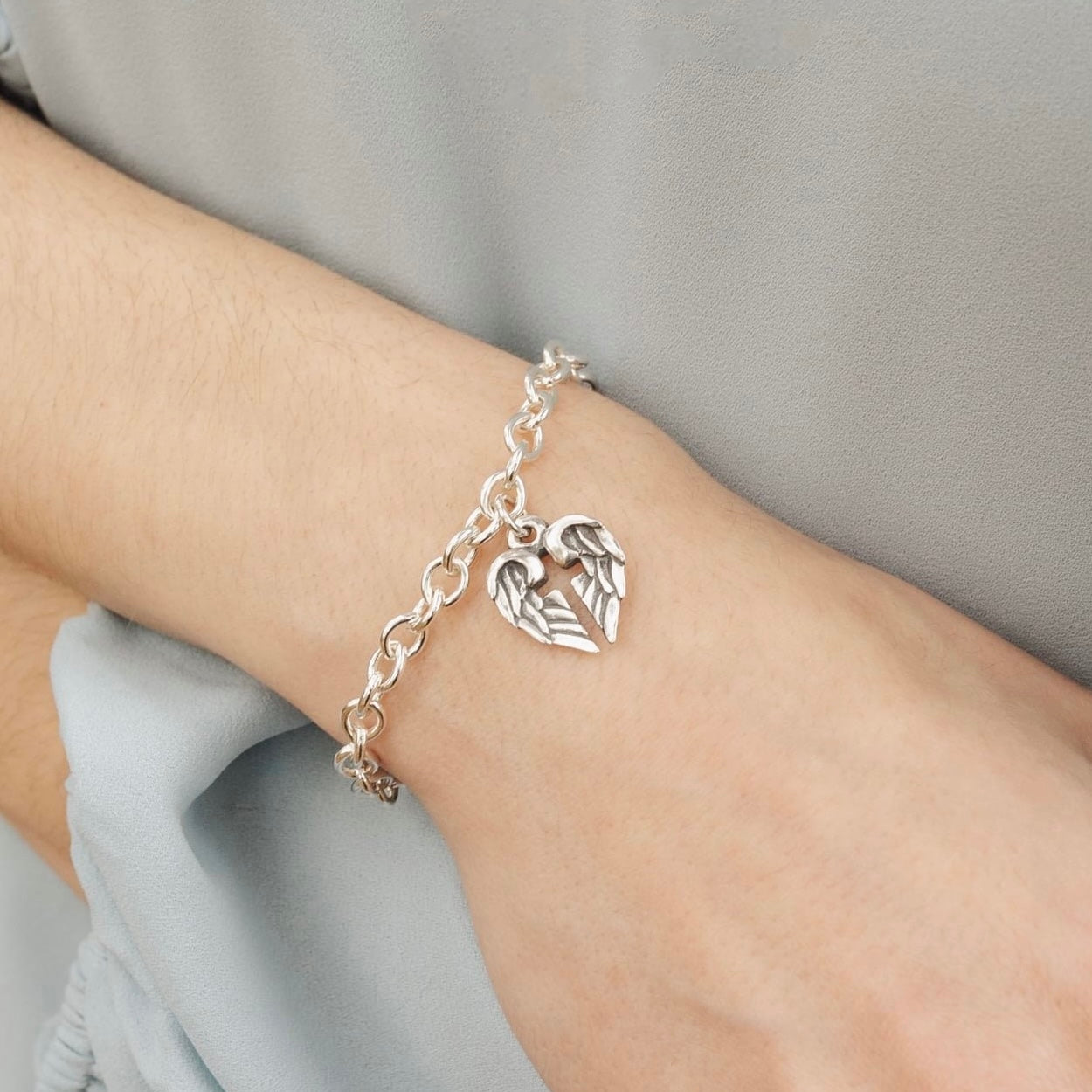 sterling silver angel of hope bracelet with angel wing cross charm