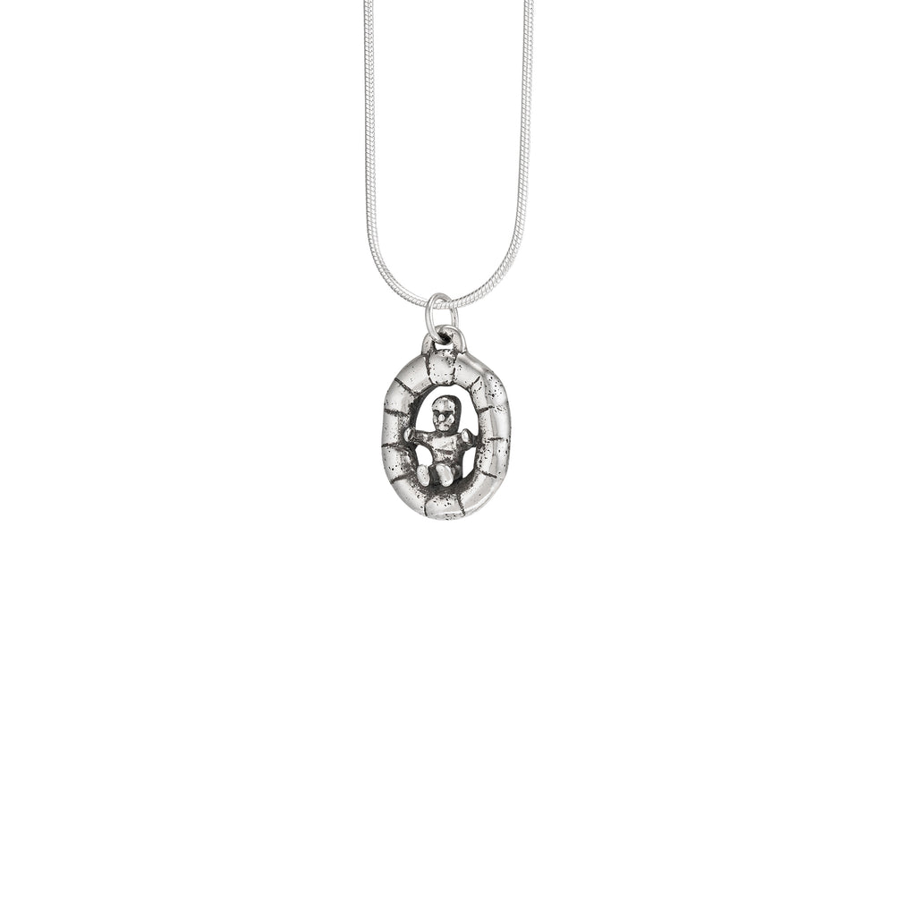 Sterling silver Baby in King Cake pendant inspired by New Orleans Mardi Gras tradition