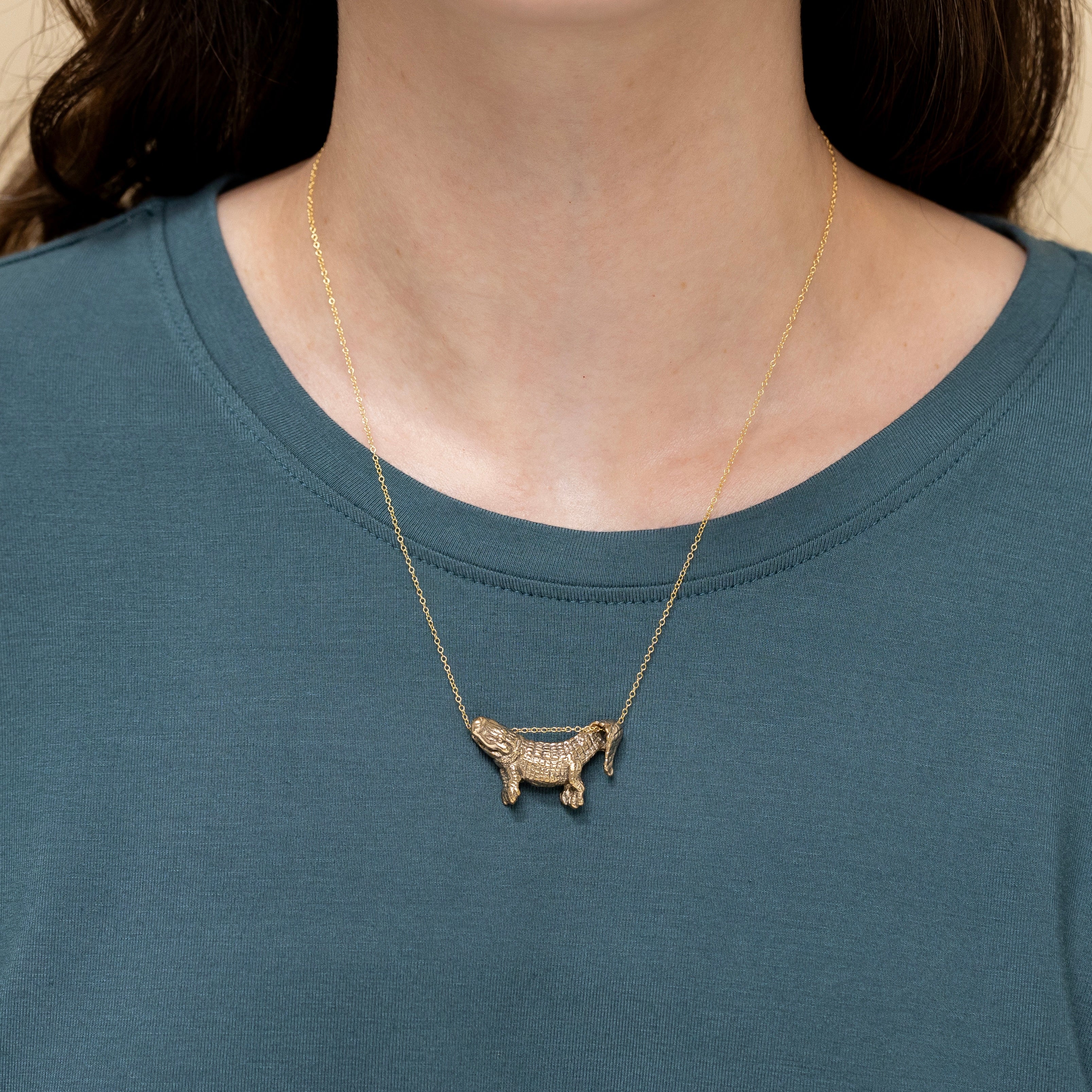 Bronze Dangling Alligator Pendant