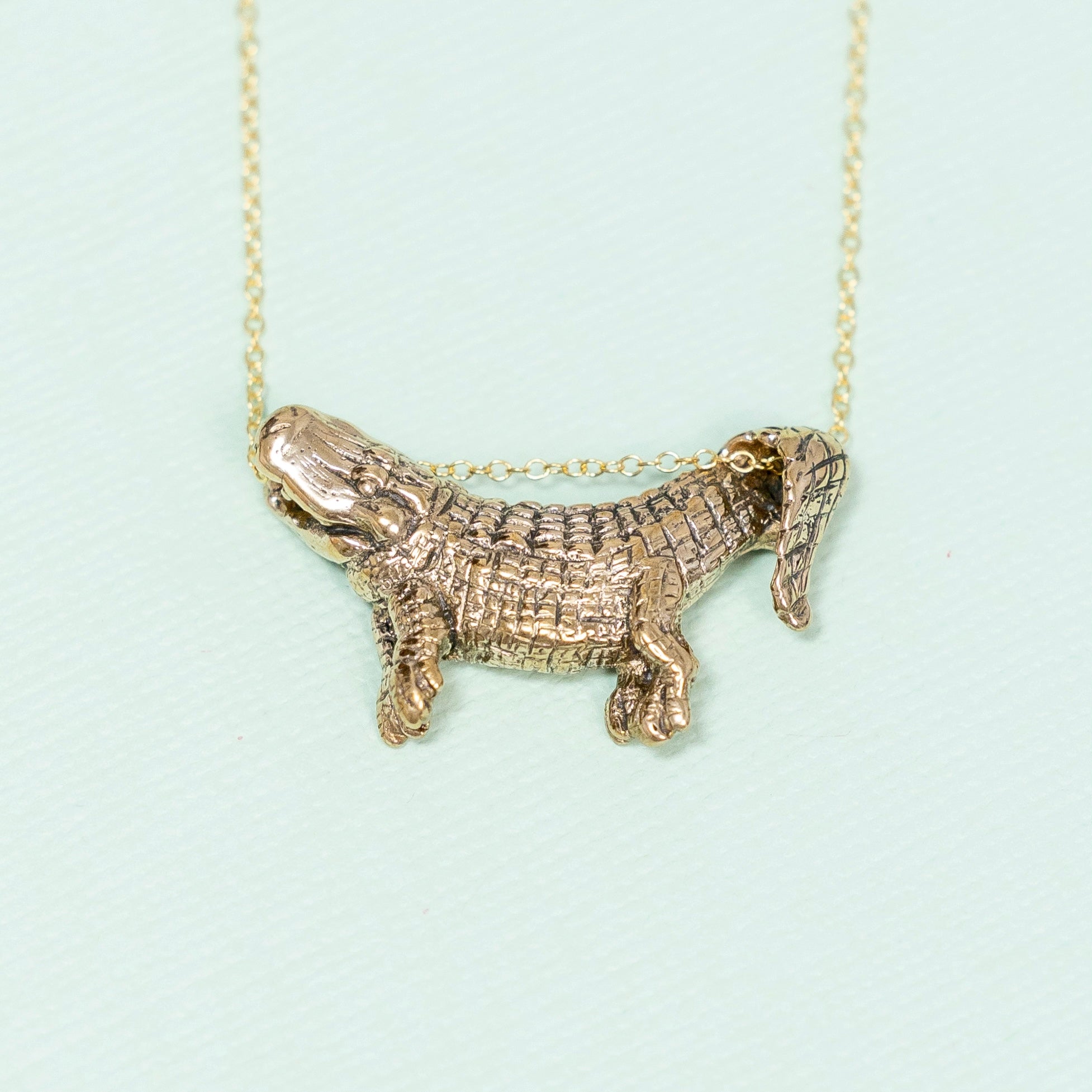 Bronze Dangling Alligator Pendant