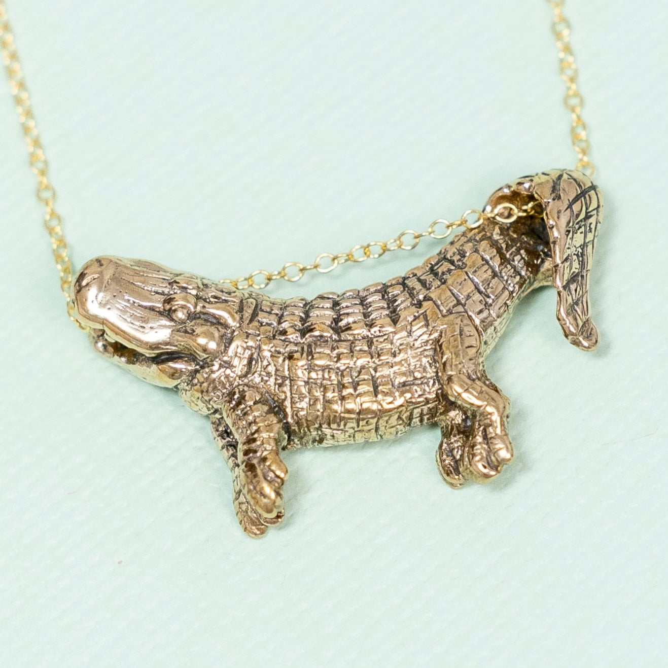 Bronze Dangling Alligator Pendant