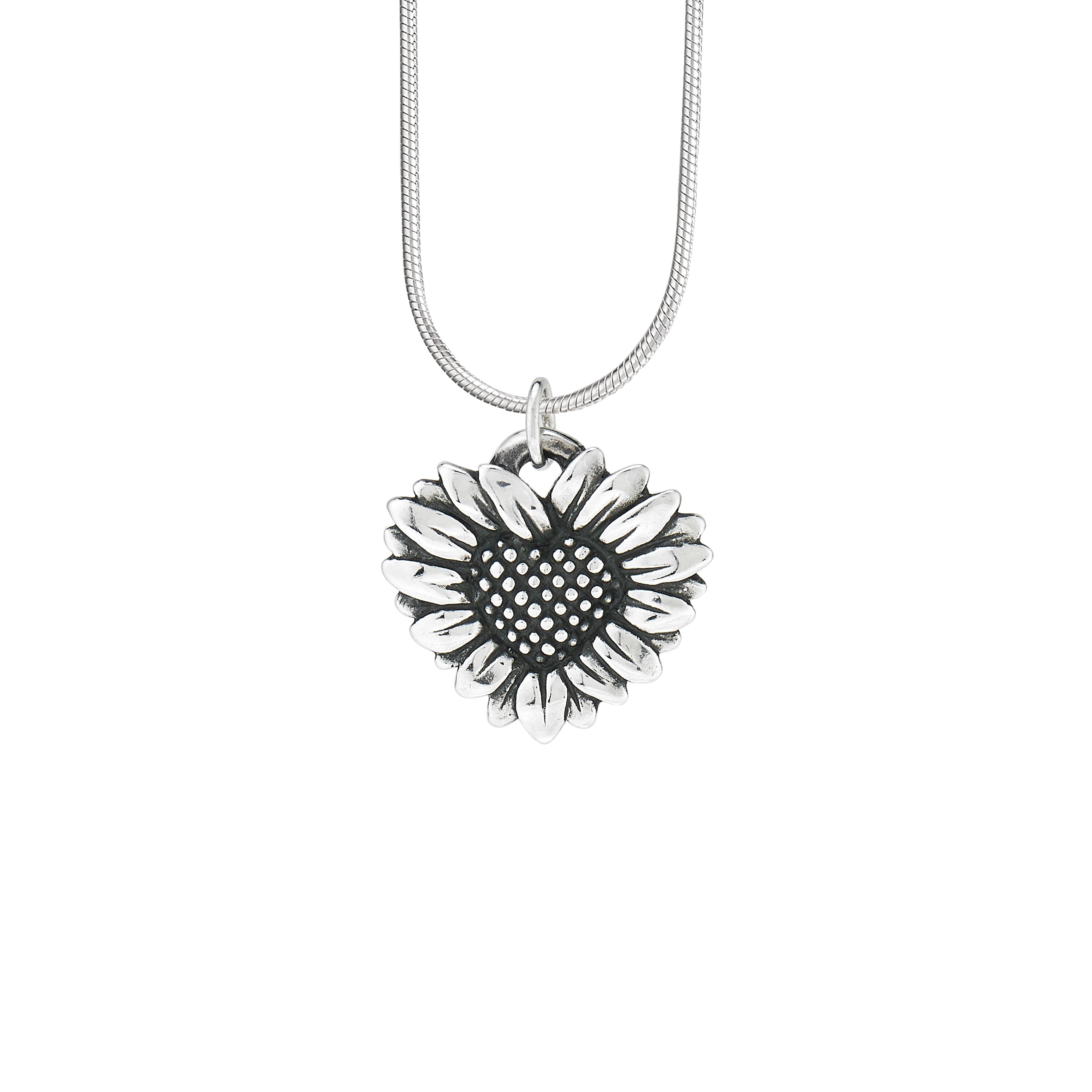 daisy heart pendant sterling silver floral heart necklace