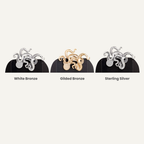 Kraken pocket square in gilded bronze white bronze and sterling silver options