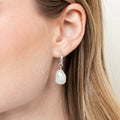 pearl hoop earrings sterling silver with freshwater pearl drop
