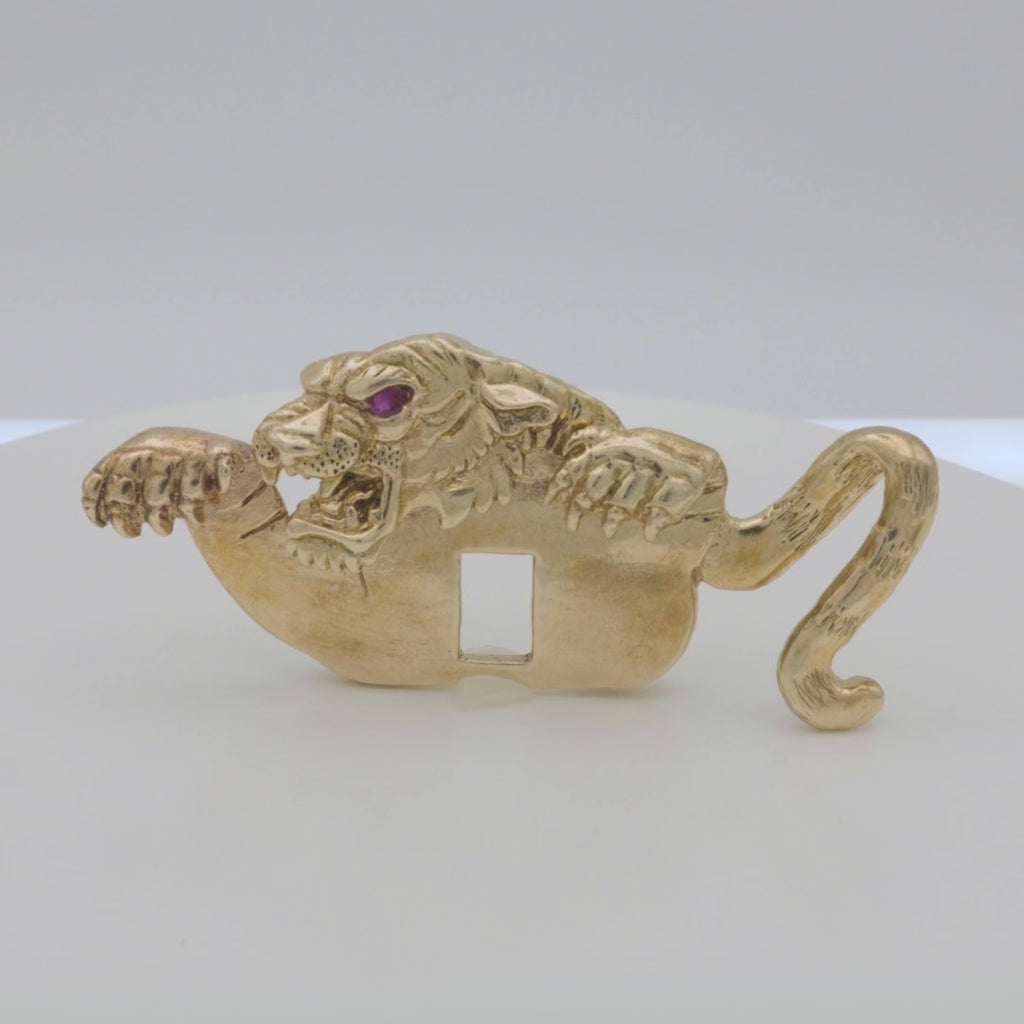 Gilded Tiger Ruby Eye Pocket Square™