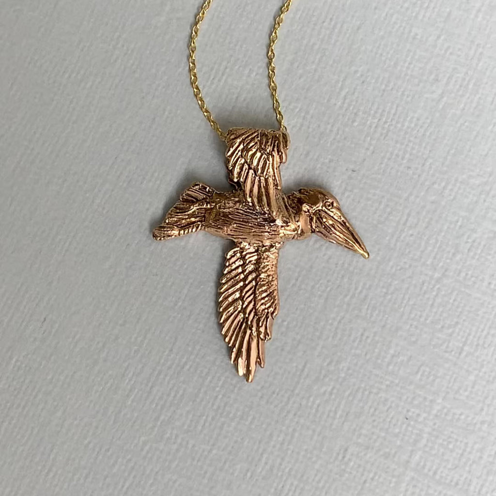Bronze Pelican Cross Pendant