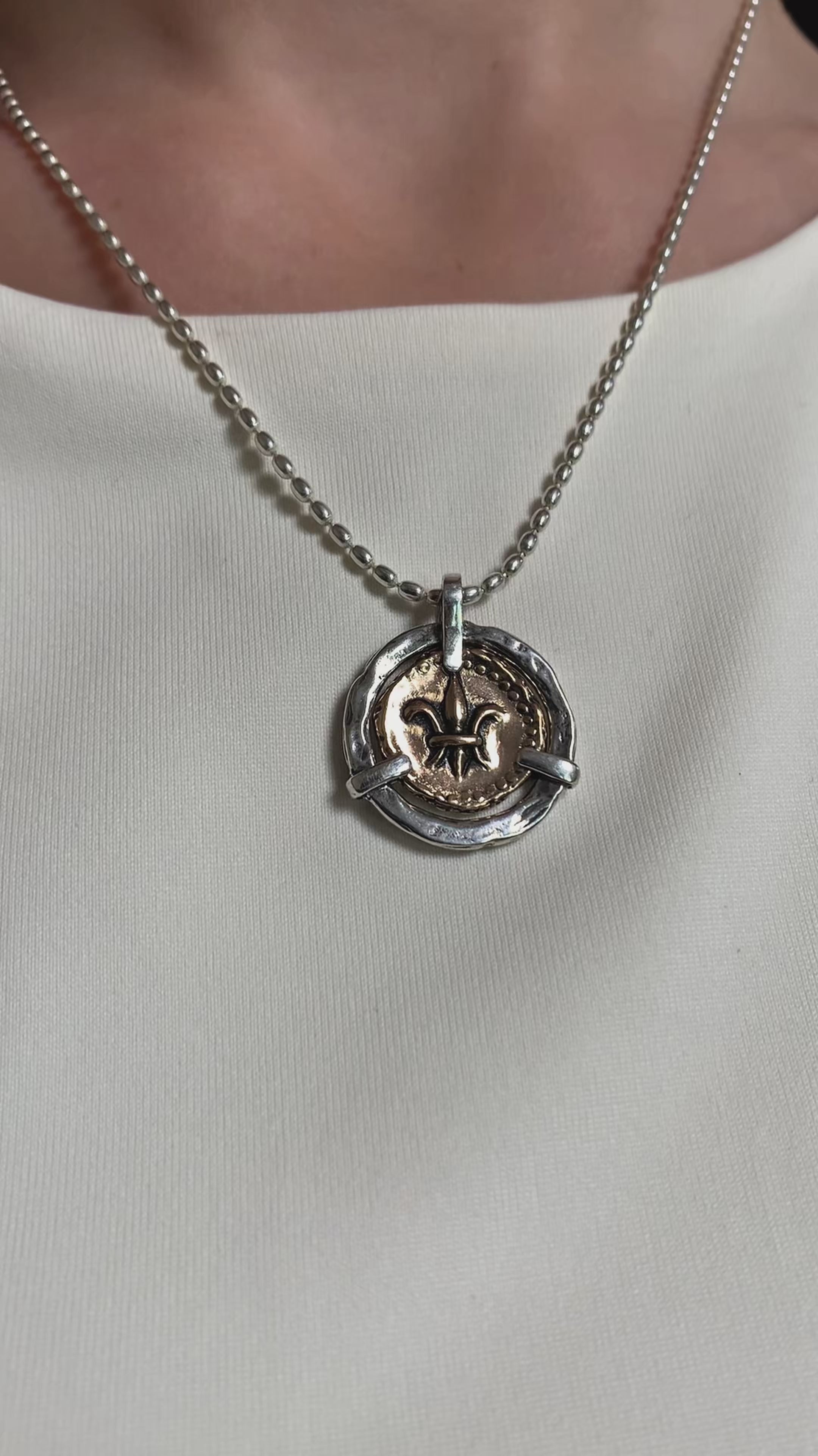Fleur de Lis Doubloon Bezel Pendant