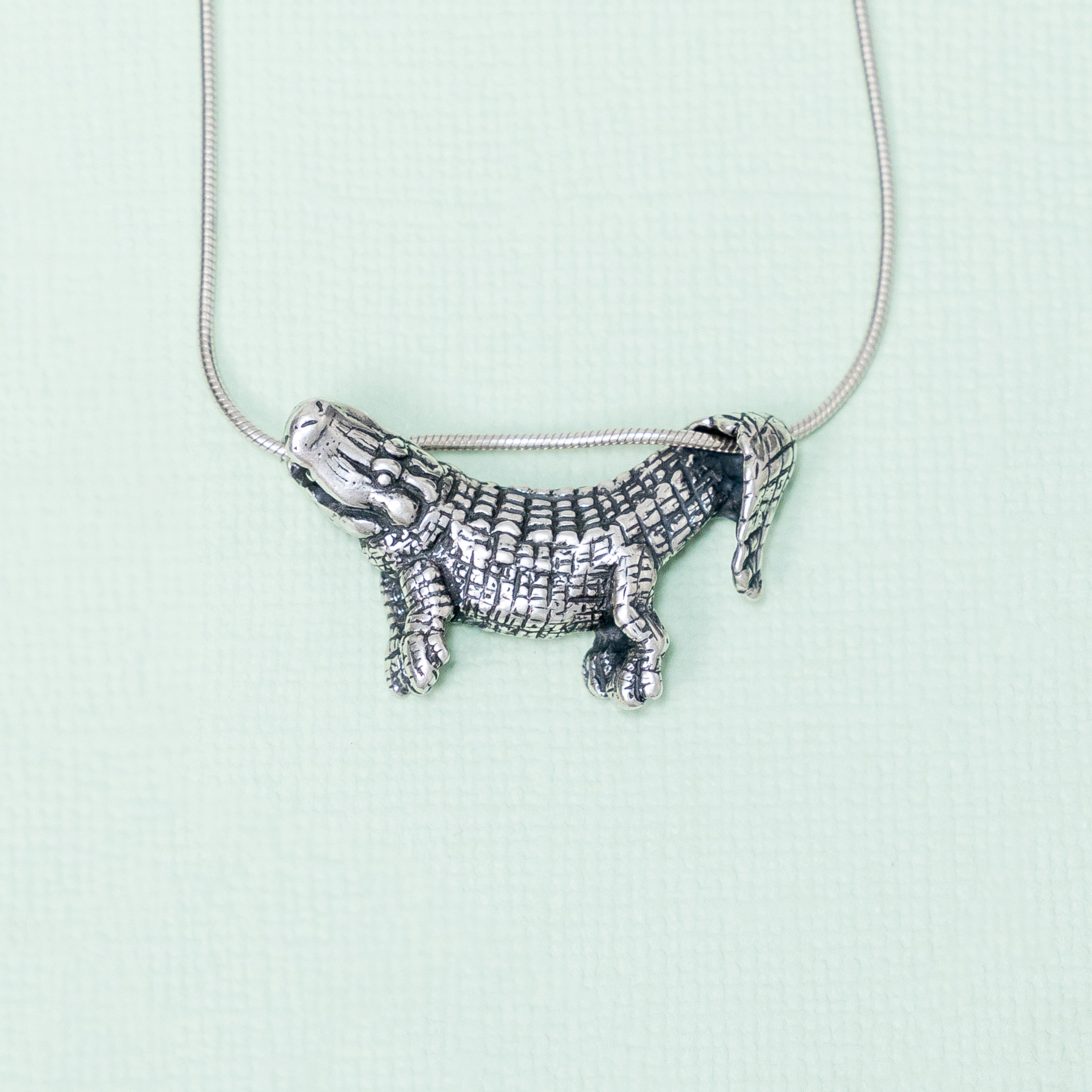 Silver Dangling Alligator Pendant