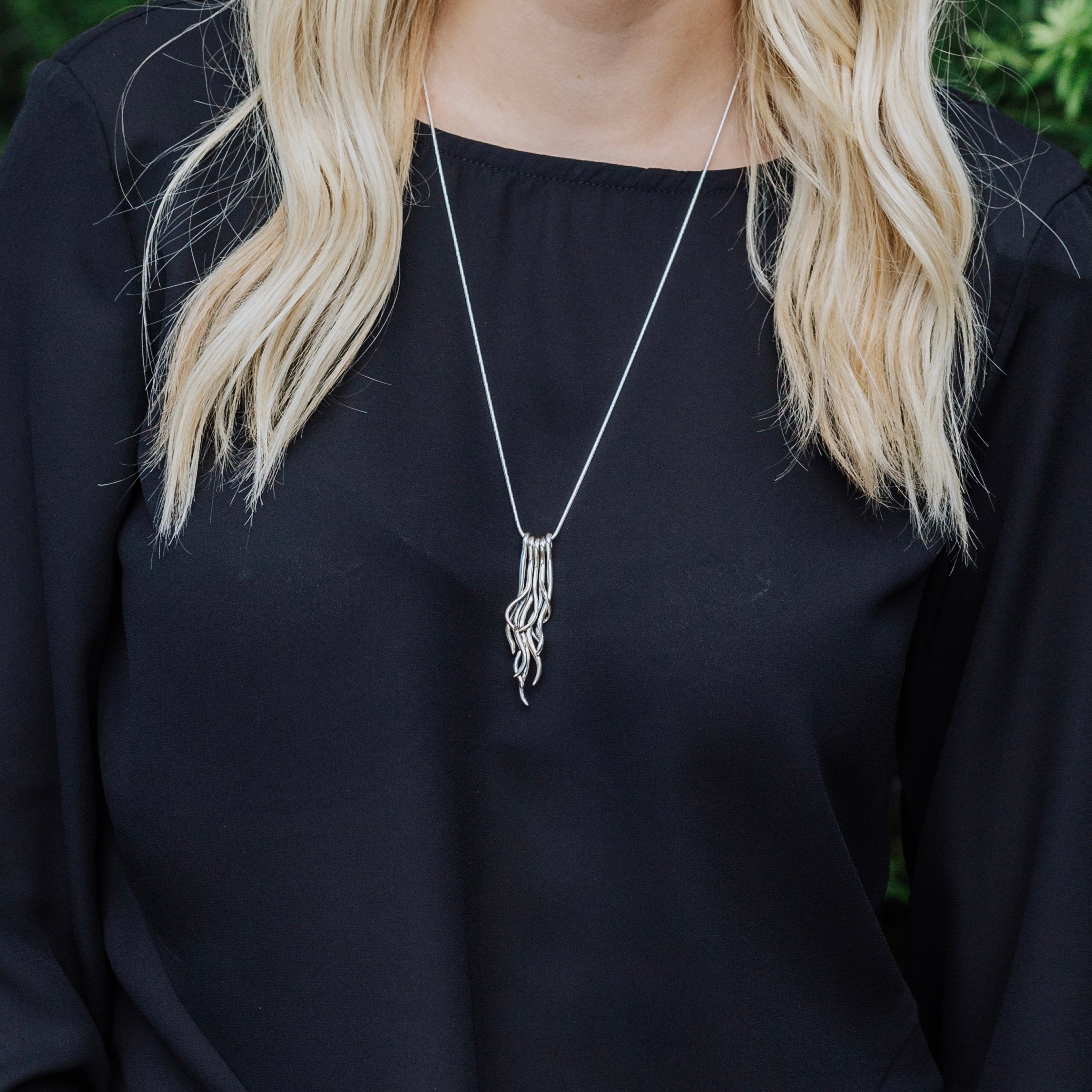 spanish moss large pendant worn on necklace statement piece