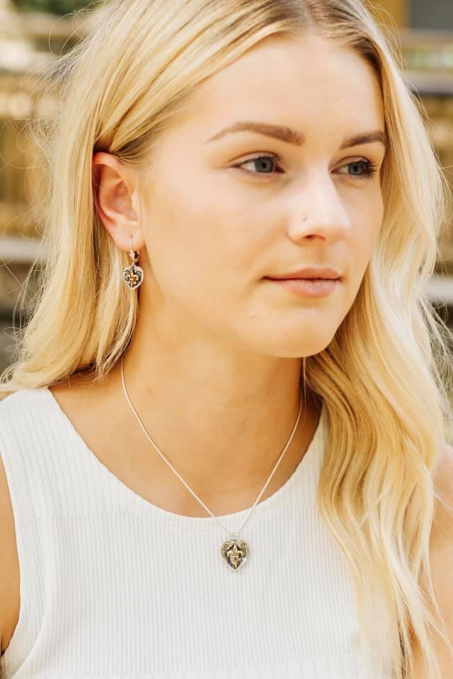 Saints and Angels Two Tone Bronze Earrings