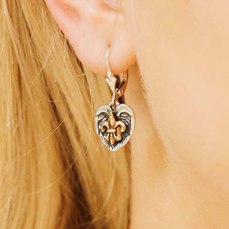 Saints and Angels Two Tone Bronze Earrings
