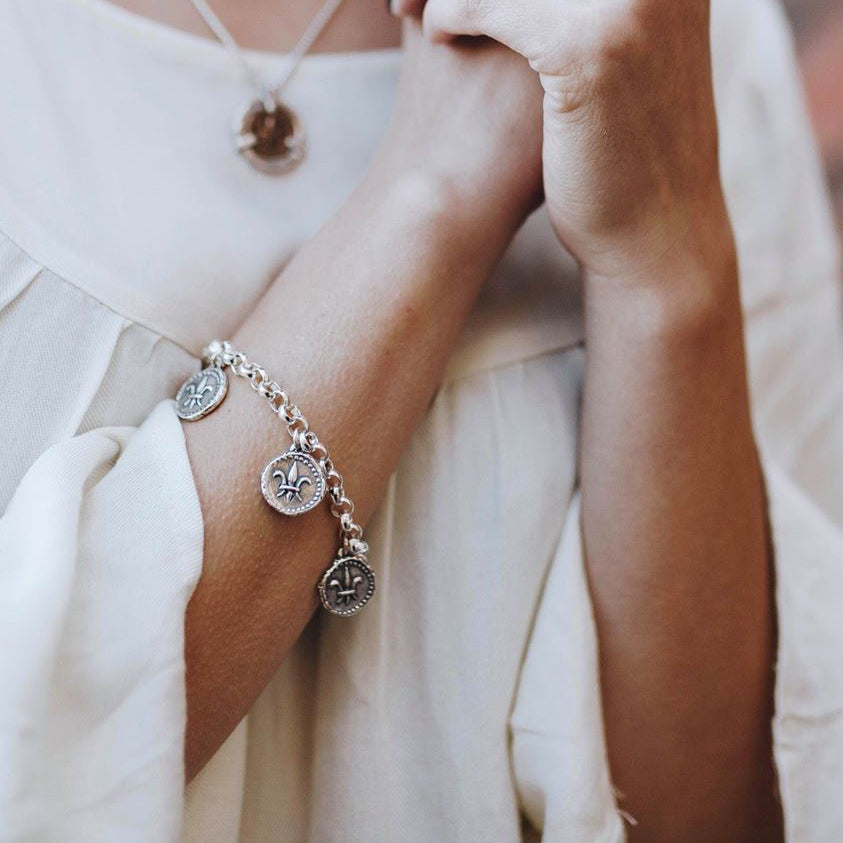 Fleur de Lis Doubloon Charm Bracelet