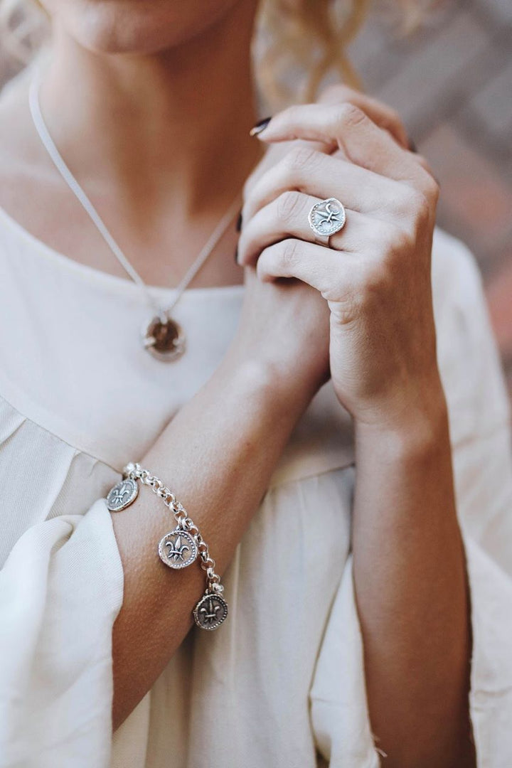 Fleur de Lis Doubloon Charm Bracelet