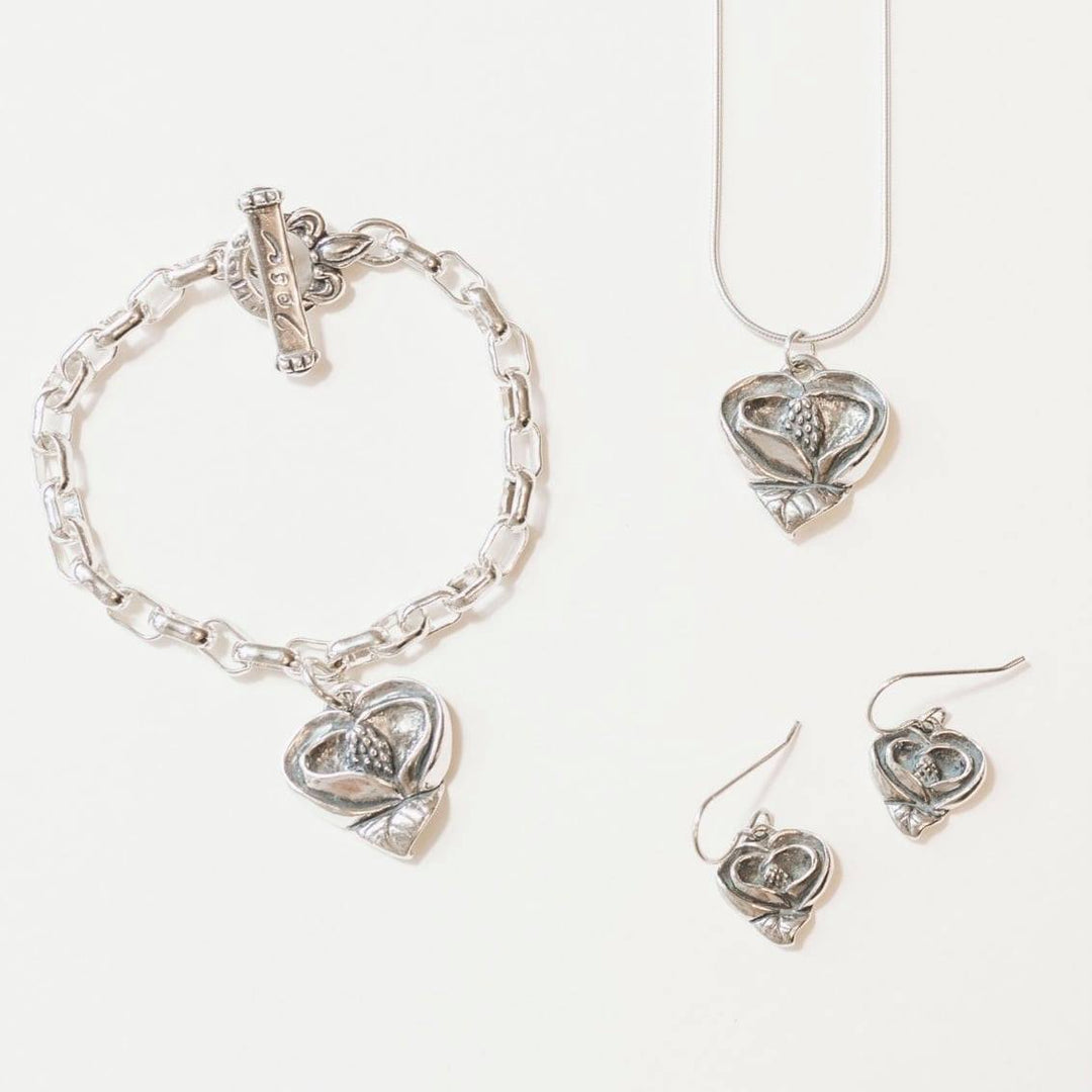 Magnolia Heart Earrings