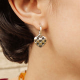 "Picnic" Checkered Heart Hoop Earrings