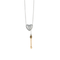 Sterling silver heart necklace with bronze cupid arrow, handcrafted Valentine’s Day jewelry