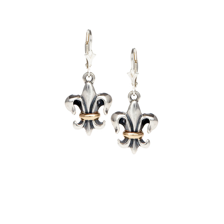 Fleur de Lis Two Tone Earrings