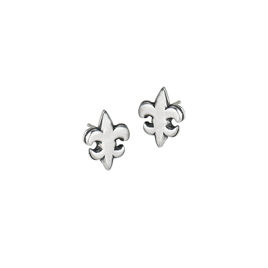 Fleur de Lis Flat Small Post Earrings
