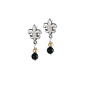 Fleur de Lis Black & Gold Post Earrings