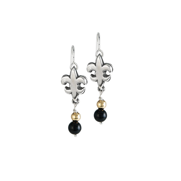 Fleur de Lis Black & Gold Earrings