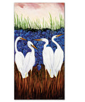 Egrets & Irises Art Print