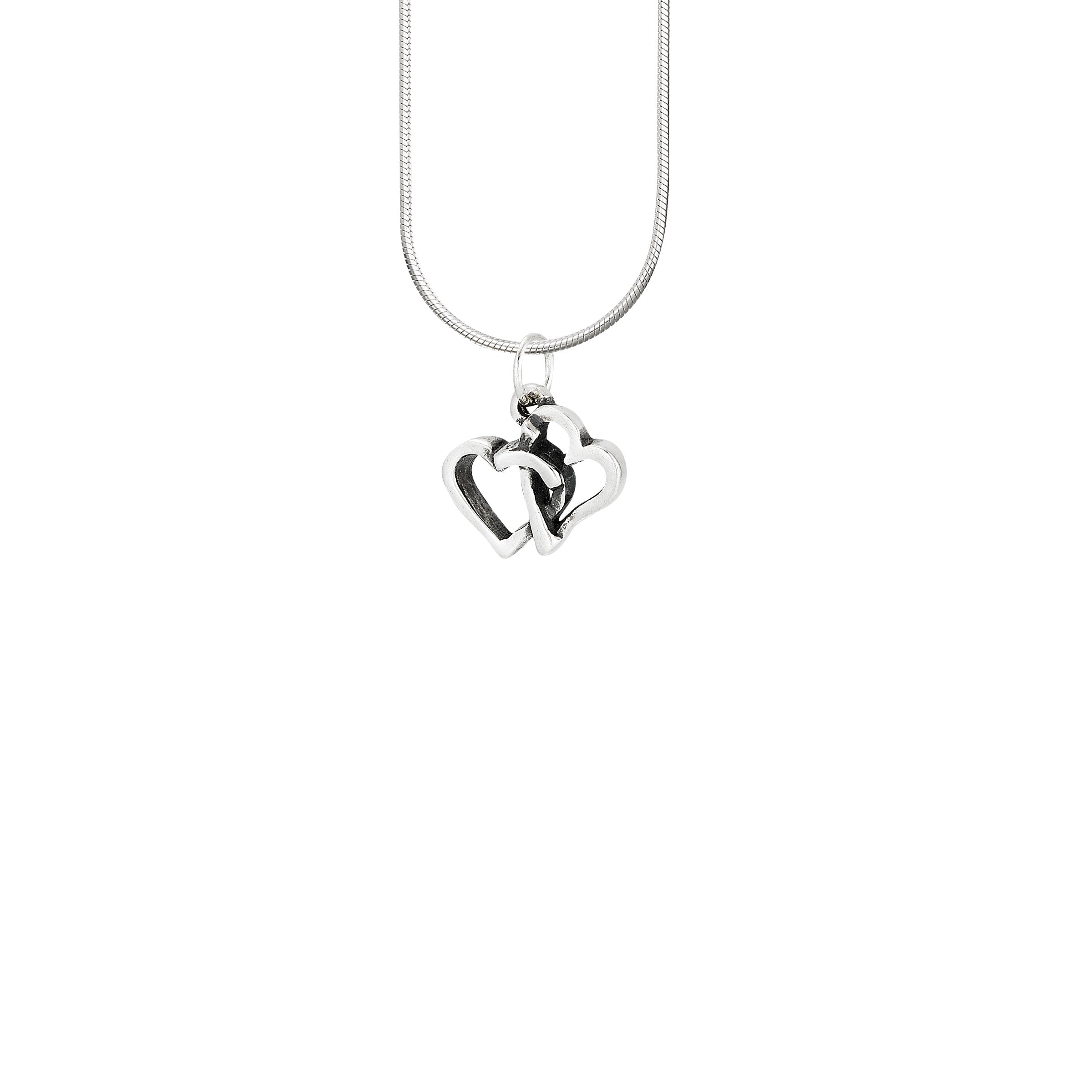 SB 14k Solid Gold Natural Diamond Interlocking Double Heart Necklace - Pave  YG | eBay