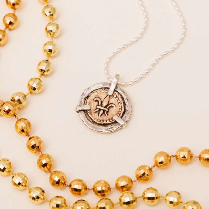 Fleur de Lis Doubloon Bezel Pendant