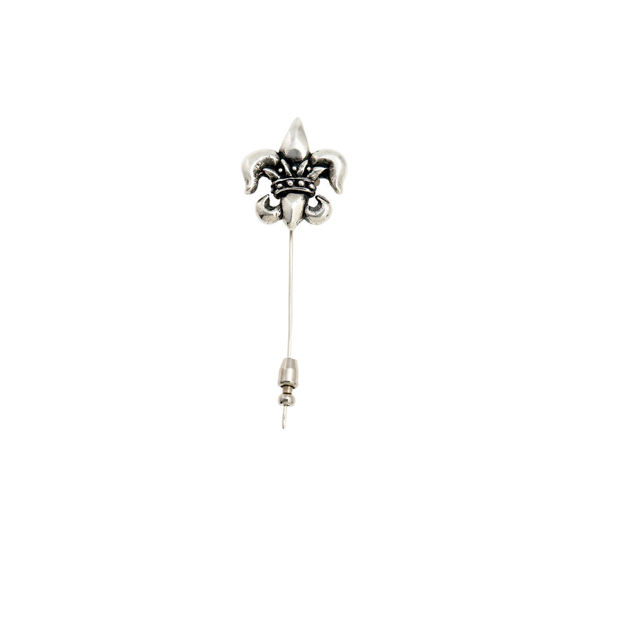 Image of Sterling Silver Fleur de Lis Crown Center Pin