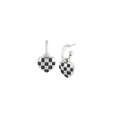 Checkered Heart Hoop Earrings