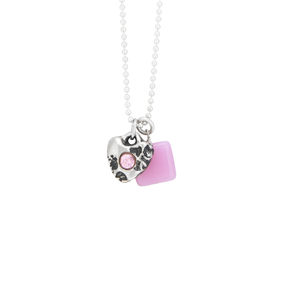 Bubblegum Heart Chiclet Duo Pendant
