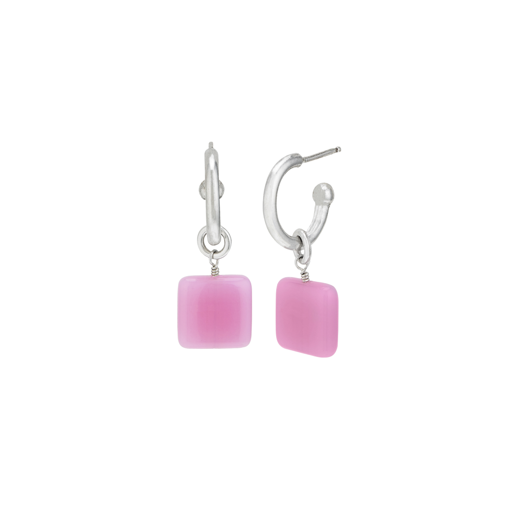 Bubblegum Chiclet Hoop Earrings