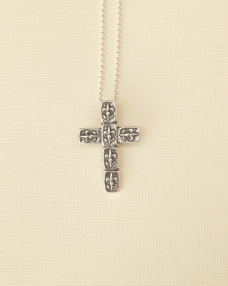 Fleur de Lis Brick Cross Pendant