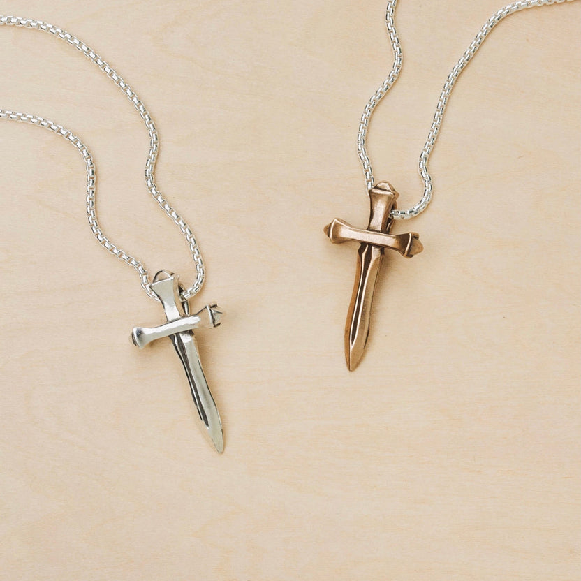 Sword of the Spirit Cross Bronze Pendant